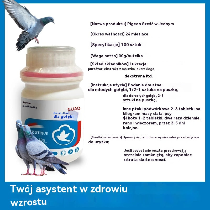💥Suplementy dla ptaków, odpowiednie dla gołębi, papug i drobiu🔥🕊️Kup jeden, drugi gratis🕊️100 tabletek, specjalny lek dla gołębi podróżniczych, kuracja 6 w 1 dla gołębi – szybkie wyleczenie, znaczące rezultaty!