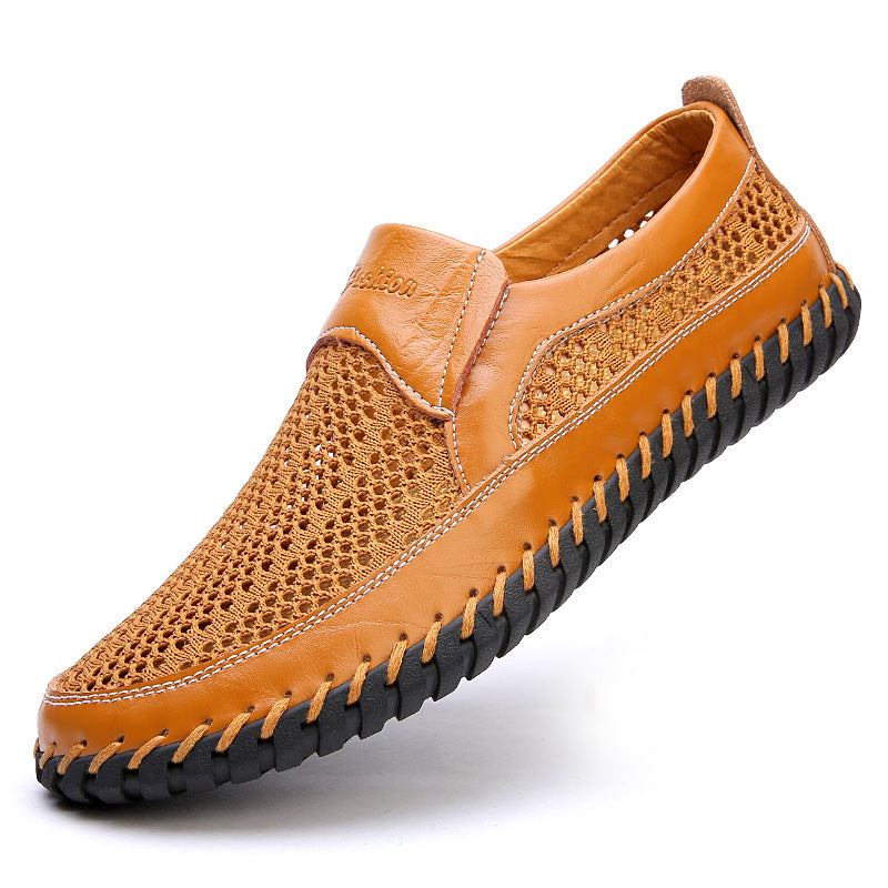 💥🔥【38-48】👞Nowe męskie buty ze skóry siatkowej na wiosnę i lato - duże rozmiary - prawdziwa skóra bydlęca, odporne na pot i nieprzyjemny zapach, oddychające i wygodne🔥💥