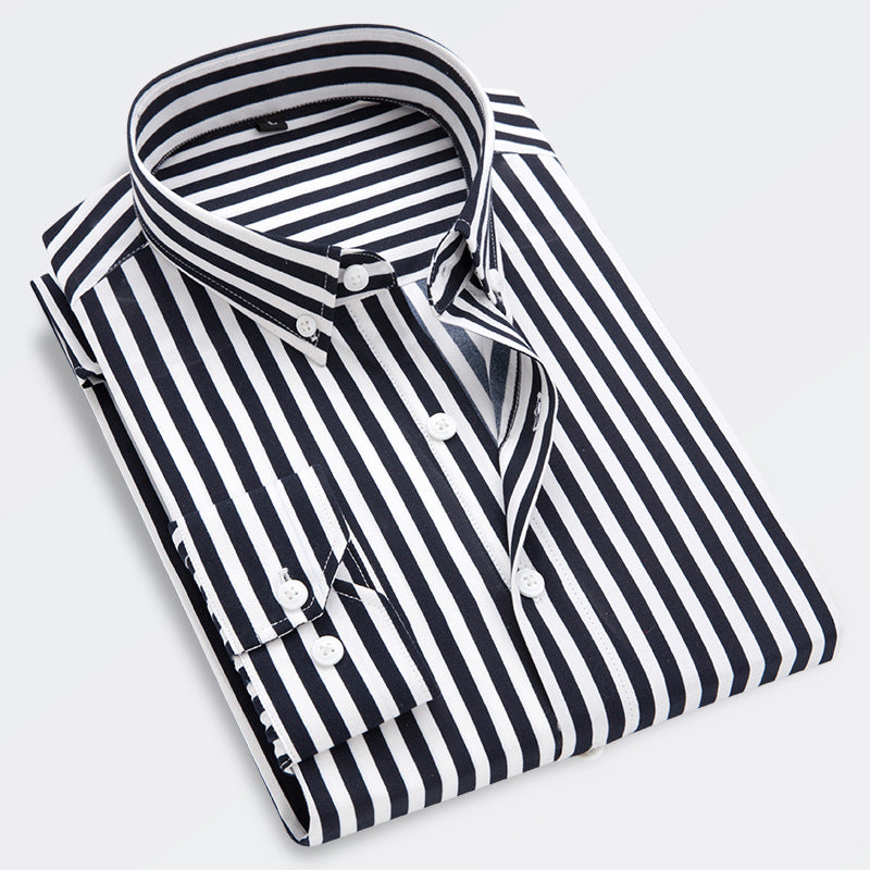 🔥50% отстъпка👕【M-5XL】Мъжка бизнес риза с дълъг ръкав на райета 2026