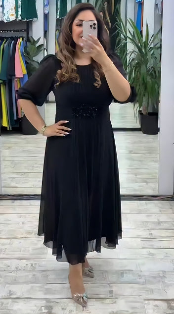 【🔥Producto estrella 🔥】👗【S-5XL】Vestido de gasa informal, elegante, clásico, sencillo y moderno para mujer.