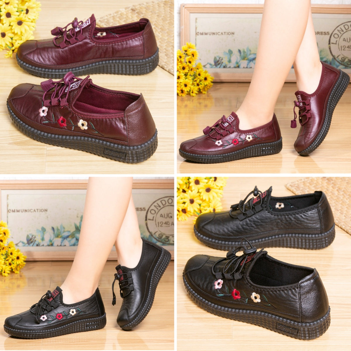¡Superdescuento, no te lo pierdas! 🔥Zapatos casuales bordados para mujer, modernos y cómodos, con suela suave, que no aprietan ni cansan【36-41】