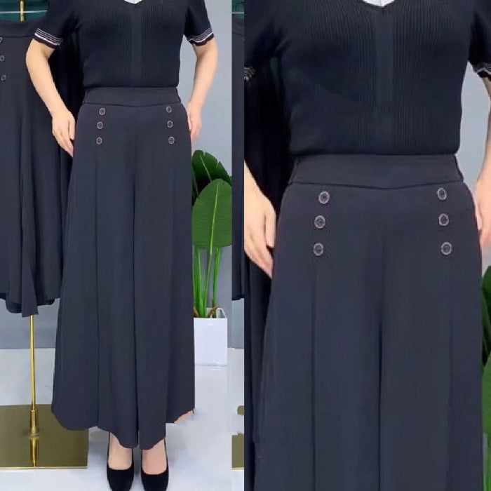 【🔥Hot Sale】💖【M-5XL】Modna ženska suknja širokih nogavica s visokim strukom na draperiju, prozračna, mekana i udobna, nezaobilazan dio vaše ljetne garderobe