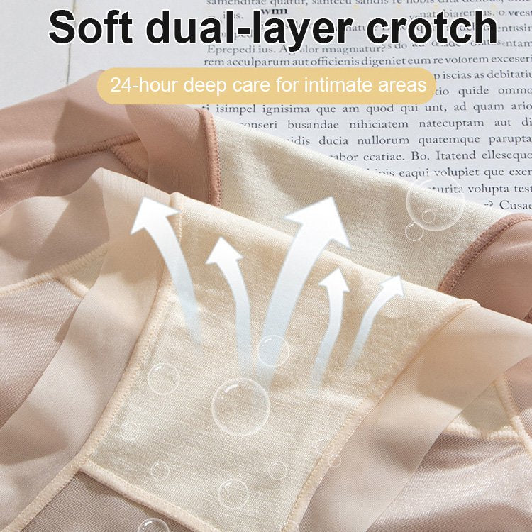 š„ćPaquete de 6ćRopa interior de seda helada de cintura alta y fina para mujer, šseda helada acuosa, šgrosor tan fino como una mascarilla facial