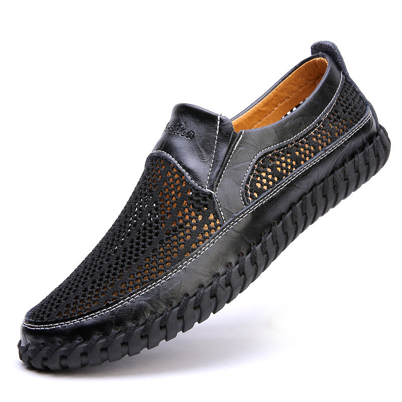 💥🔥【38-48】👞Nowe męskie buty ze skóry siatkowej na wiosnę i lato - duże rozmiary - prawdziwa skóra bydlęca, odporne na pot i nieprzyjemny zapach, oddychające i wygodne🔥💥