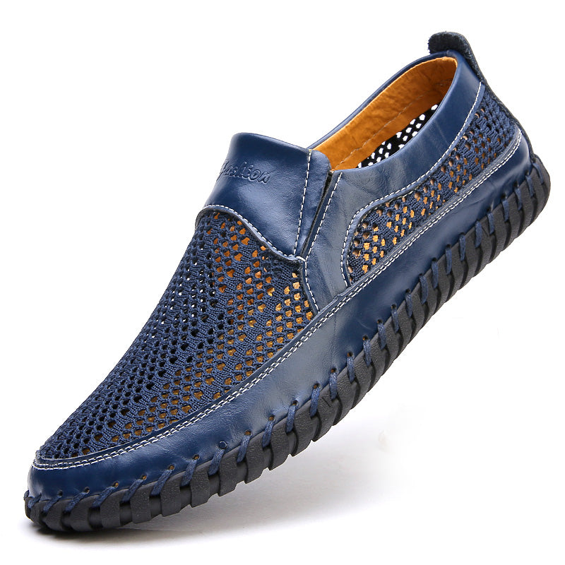 💥🔥【38-48】👞Nowe męskie buty ze skóry siatkowej na wiosnę i lato - duże rozmiary - prawdziwa skóra bydlęca, odporne na pot i nieprzyjemny zapach, oddychające i wygodne🔥💥
