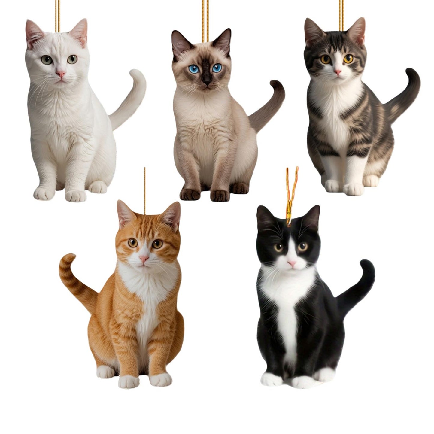 Zadnji dan - 50% popusta 🐱【5 kom】 Novi super slatki akrilni privjesak s mačićem, ukras s ravnim ogledalom, pogodan za unutrašnjost automobila