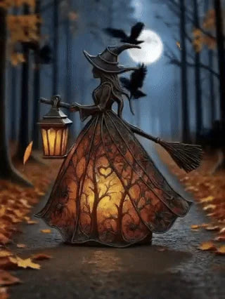 🔥🧙♀️Lámpara de bruja de Halloween, figura decorativa de lámpara de mesa única, luz de noche, adecuada para el hogar, porche, oficina, decoración de fiesta, se puede usar como Halloween y regalo.