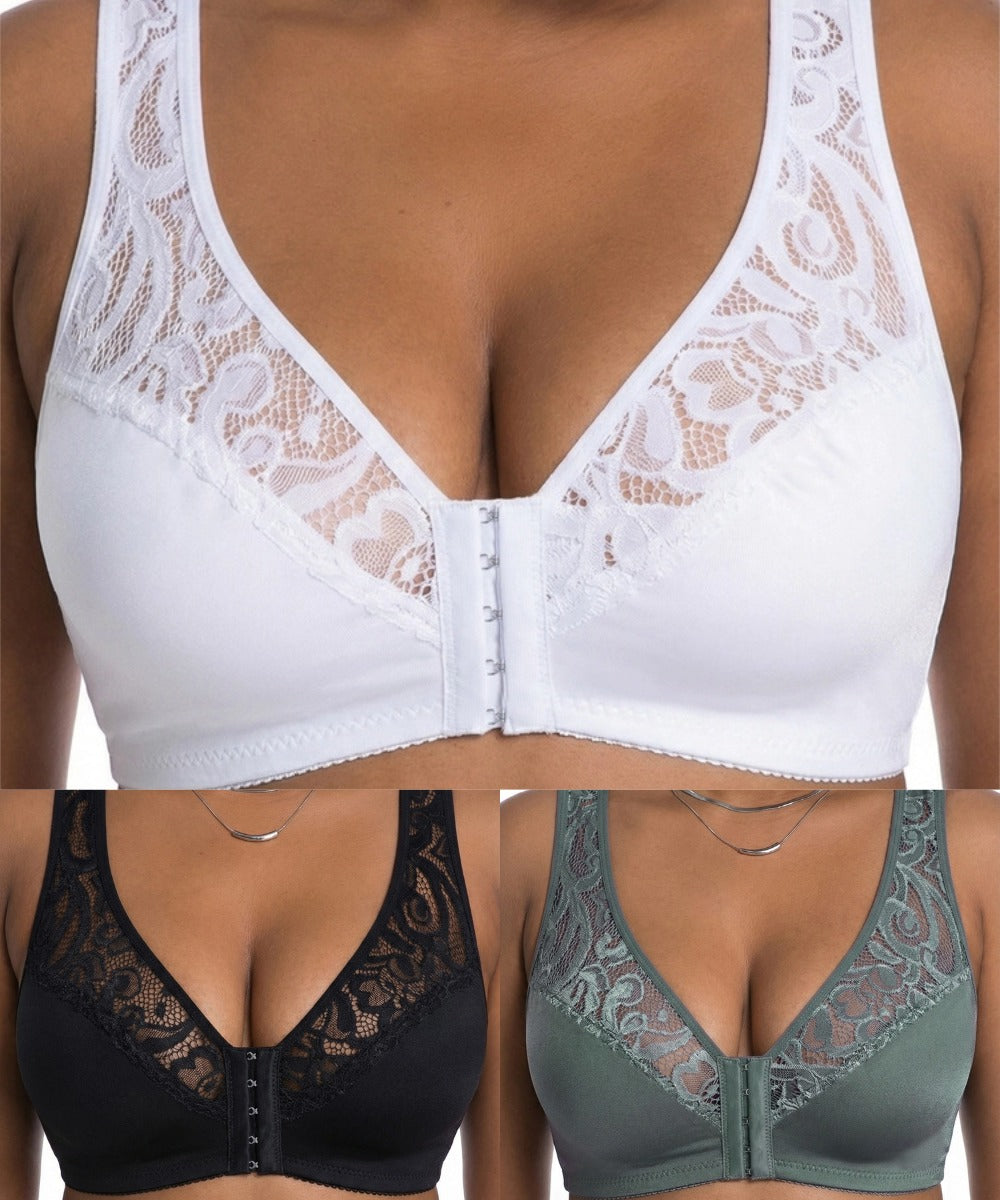 šNajniža cijena ikadćSet od 3 dijelaććL-4XLćšš©²Plus size push-up grudnjak, prekrasna Äipka, push-up i izdubljeni dizajn, kopÄanje sprijeda