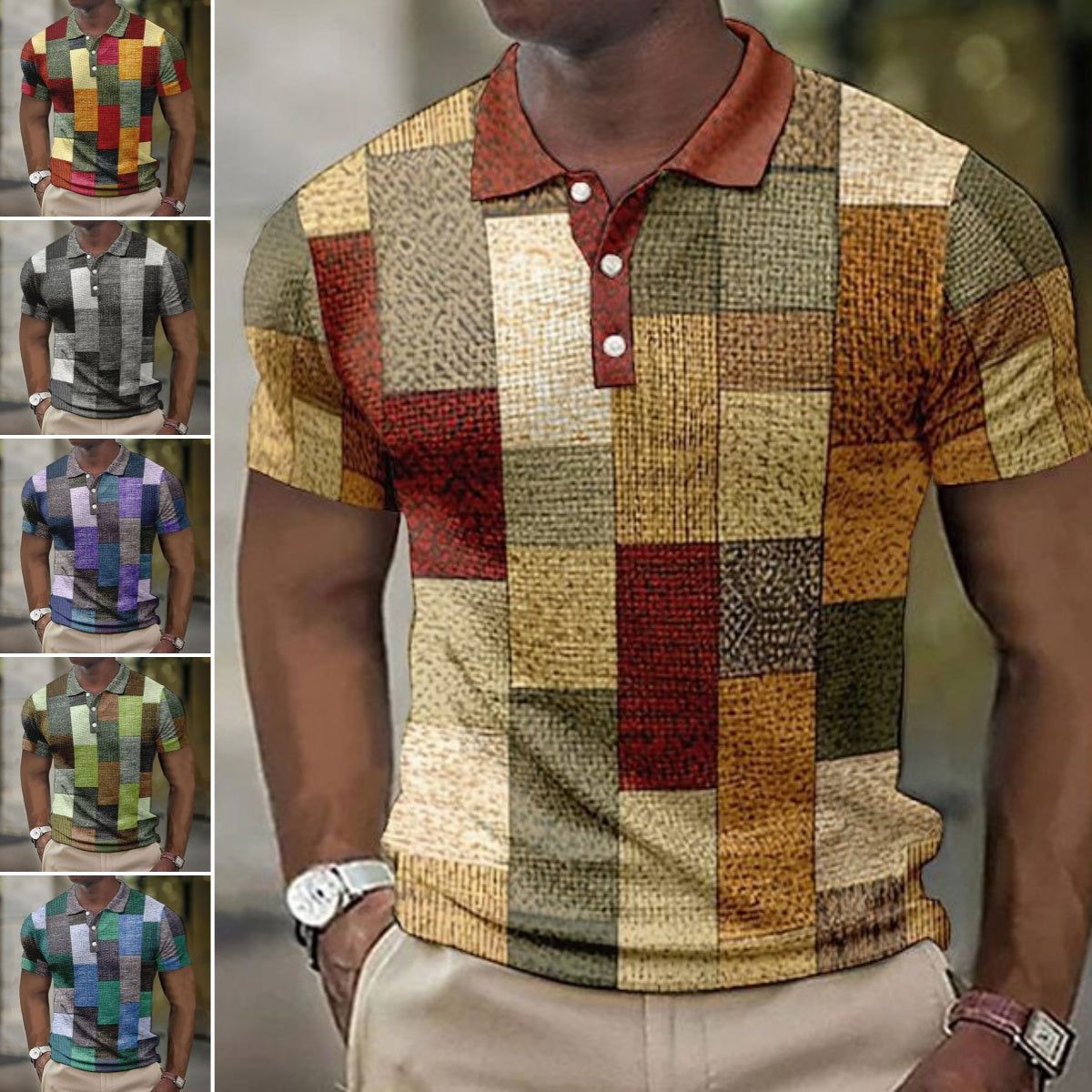 đ„ăArtĂculos para el hogarăđăS-5XLăCamisa POLO informal con estampado geomĂ©trico para hombre 2025, sĂșper fĂĄcil de usar