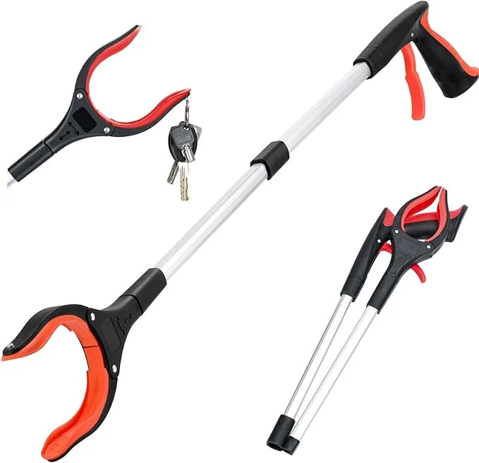 【Clip de basura plegable giratorio】 Agarre plegable con accesorio giratorio de 360°, modelo plegable de aleación de aluminio engrosado, duradero y fácil de almacenar.