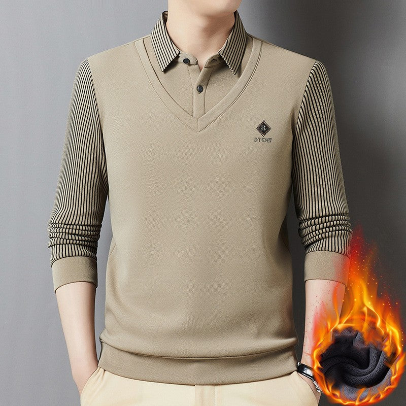 đ„Venta caliente đ„đ nuevo estilo suĂ©ter de punto para hombres de mediana edad camisa polo de moda con solapa superiorăM-4XLă