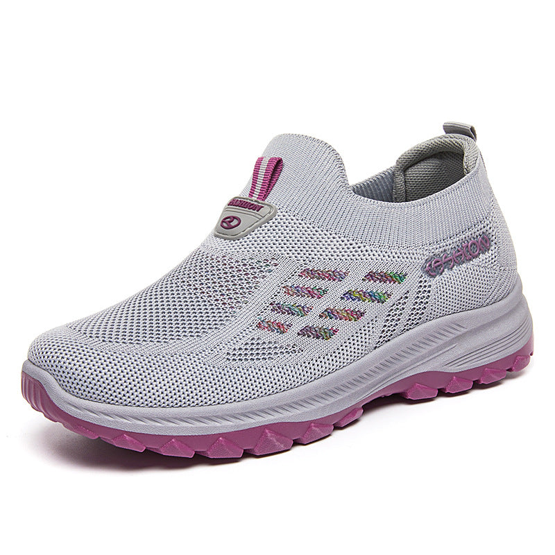 ✨2025 zapatos para caminar de suela blanda, transpirables y sin cordones para mujeres populares para personas de mediana edad y mayores
