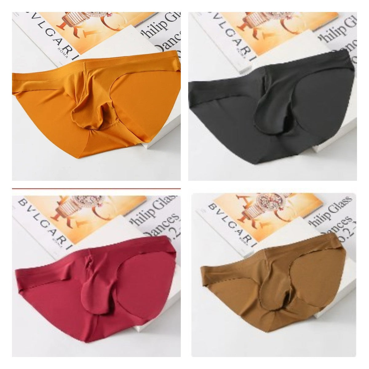 😎【Compra 4 y llévate 4 gratis】🎁Ropa interior sin costuras de seda de hielo para hombre, pantalones de secado rápido con separador de huevos y pistola convexa