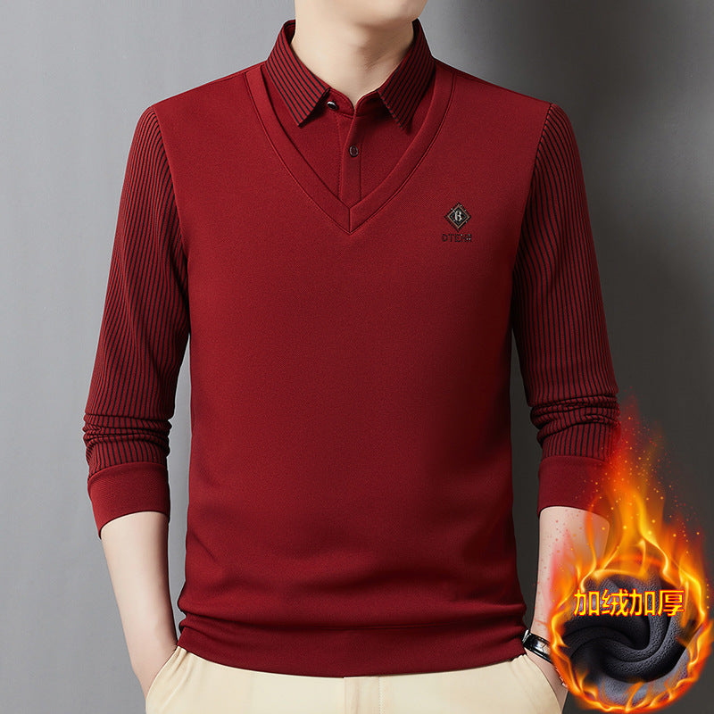 đ„Venta caliente đ„đ nuevo estilo suĂ©ter de punto para hombres de mediana edad camisa polo de moda con solapa superiorăM-4XLă