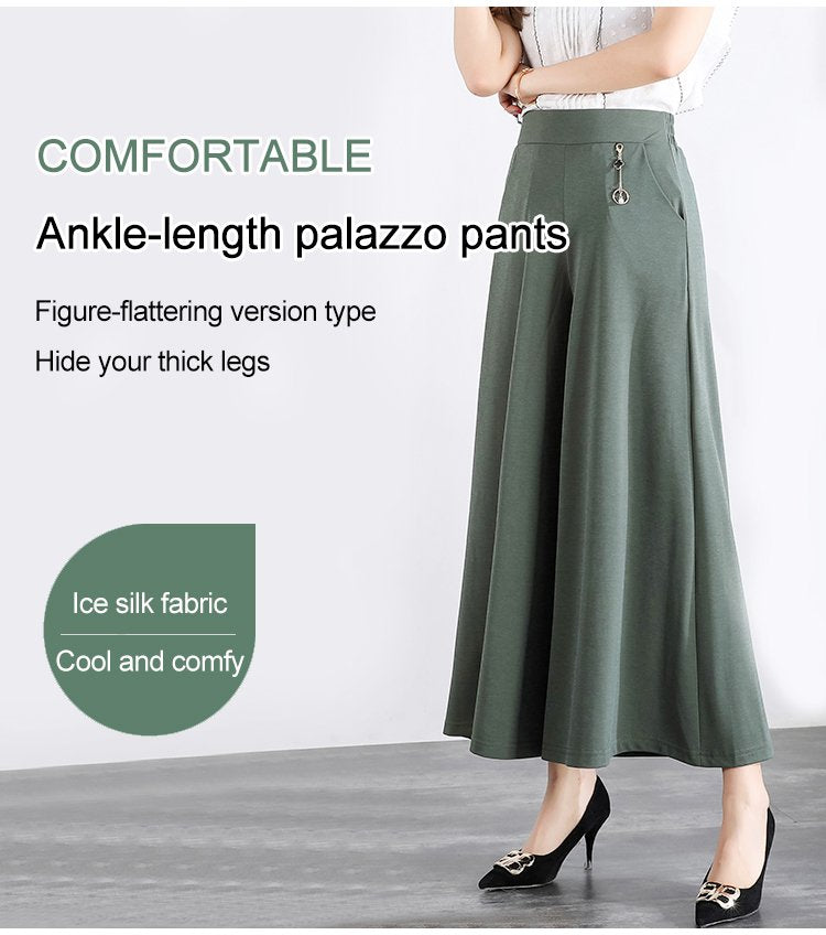 【50% DE DESCUENTO】❤️【Compra uno y llévate otro gratis】❤️【M-5XL】Pantalones cortos de seda helada de pierna ancha de verano para mujer 2025