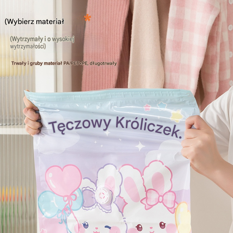 🧳【Zestaw 5 elementów】💨 Duży, kompresowalny worek próżniowy: nie wymaga pompki, szczelny i idealny do oszczędzania miejsca w walizkach i w domu ✈️