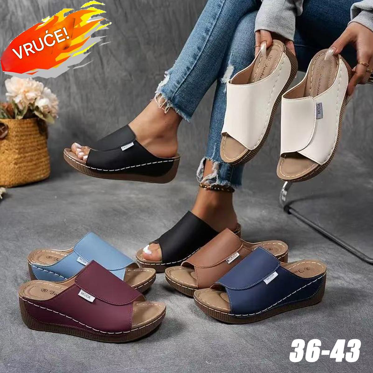 【Ponuda】 👡 【36-43】 2025. Nova europska i američka moda papuča na klin za plažu s ribljim ustima