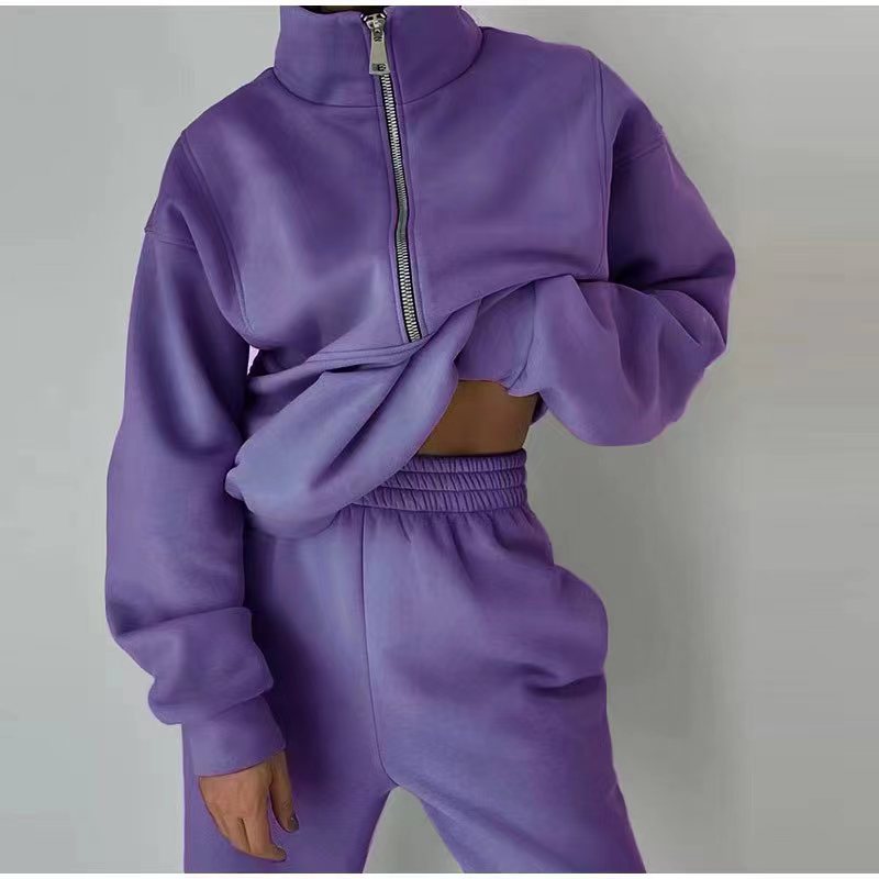 ✨Плащане при доставка ✅【S-5XL】Дамски комплект от две части - подсилен суитшърт и спортен панталон, ежедневно спортно облекло