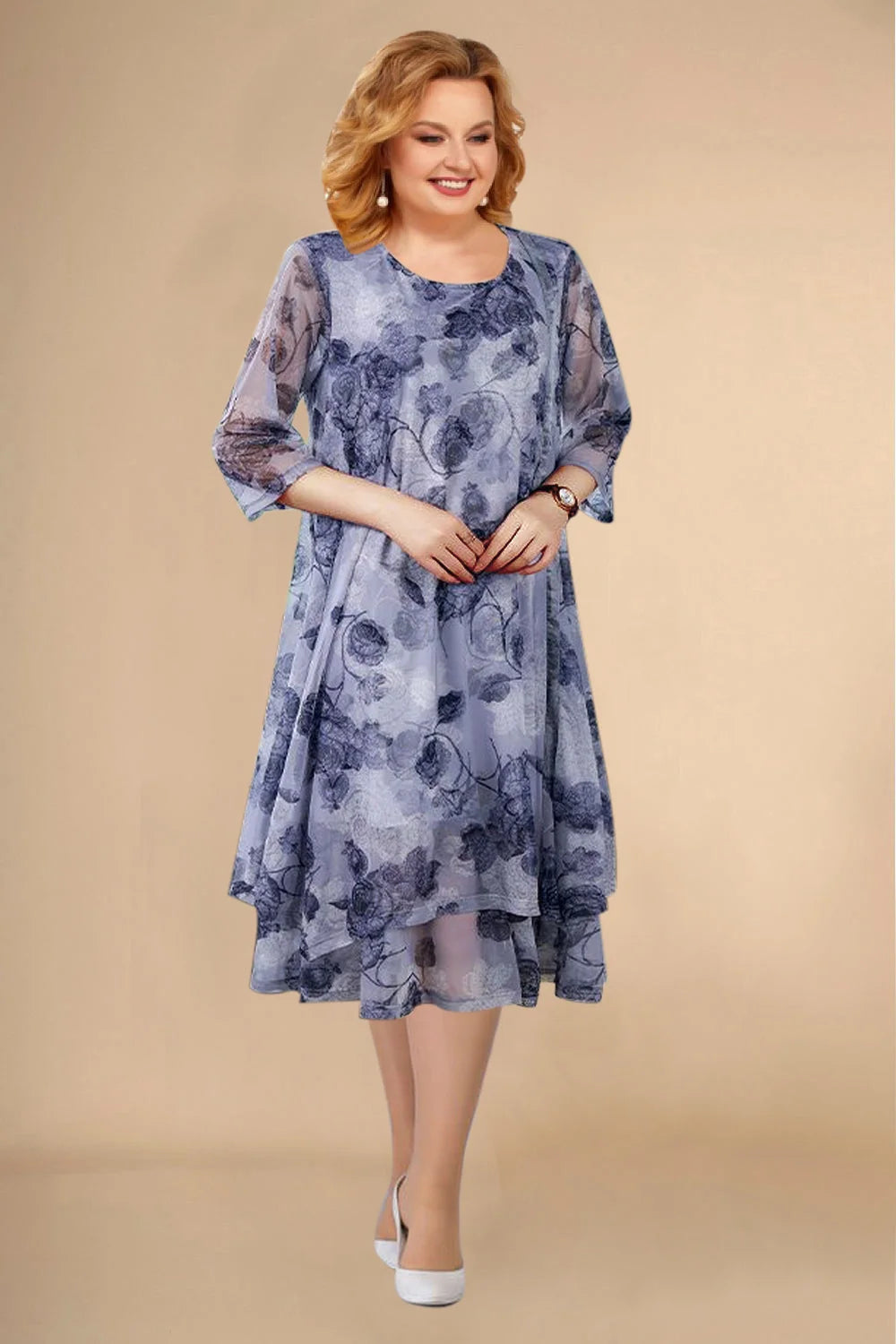 🌺【L-5XL】Krótka sukienka midi w kwiaty z krótkim rękawem
