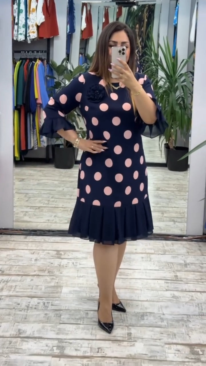 【Artículo popular】【S-5XL】 Nuevo vestido de lunares de temperamento exquisito de moda, elegante y simple