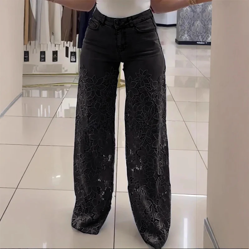 【Producto estrella】 🌸2025 Vaqueros con encaje calado y temperamento a la moda para mujer