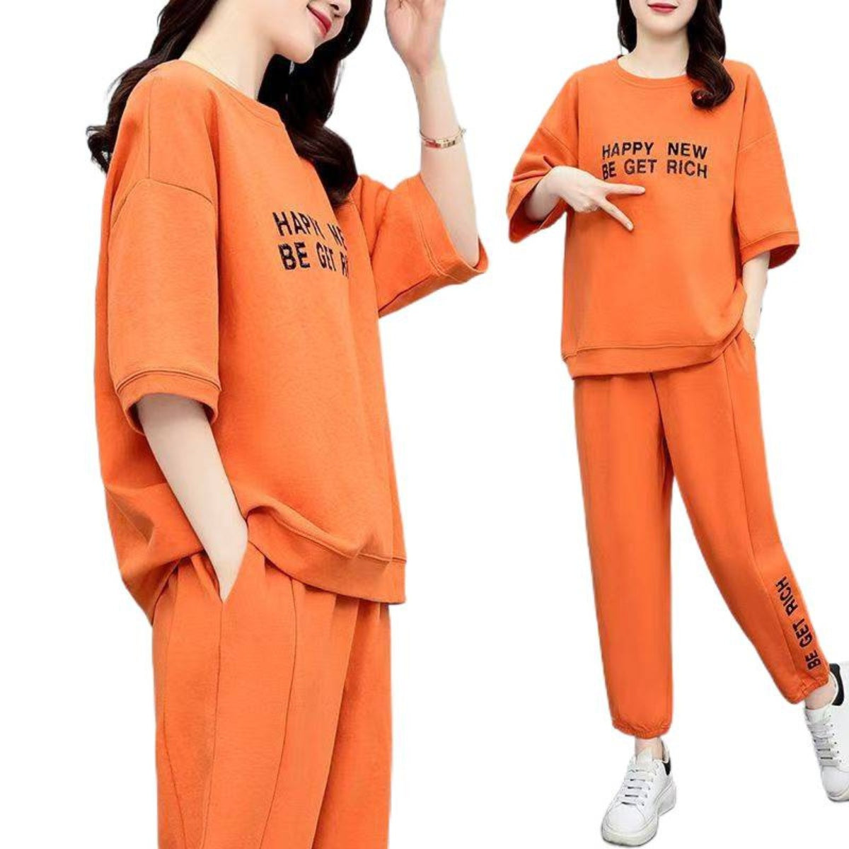 🌹【M-4XL】【Tops + Pantalones】Traje deportivo casual de manga corta para mujer