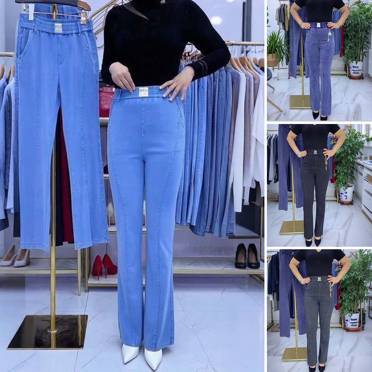 👖【S-4XL】👖Proljeće i jesen 2025. Nove ženske rastezljive traperice visokog struka, lepršave traperice velikih veličina, visokog struka i tanke, moderne i ležerne