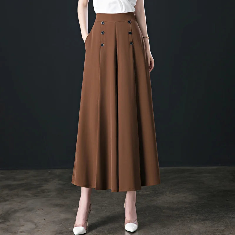 💐🌷【M-5XL】Falda de pantalón de pierna ancha y cintura alta drapeada a la moda para mujer
