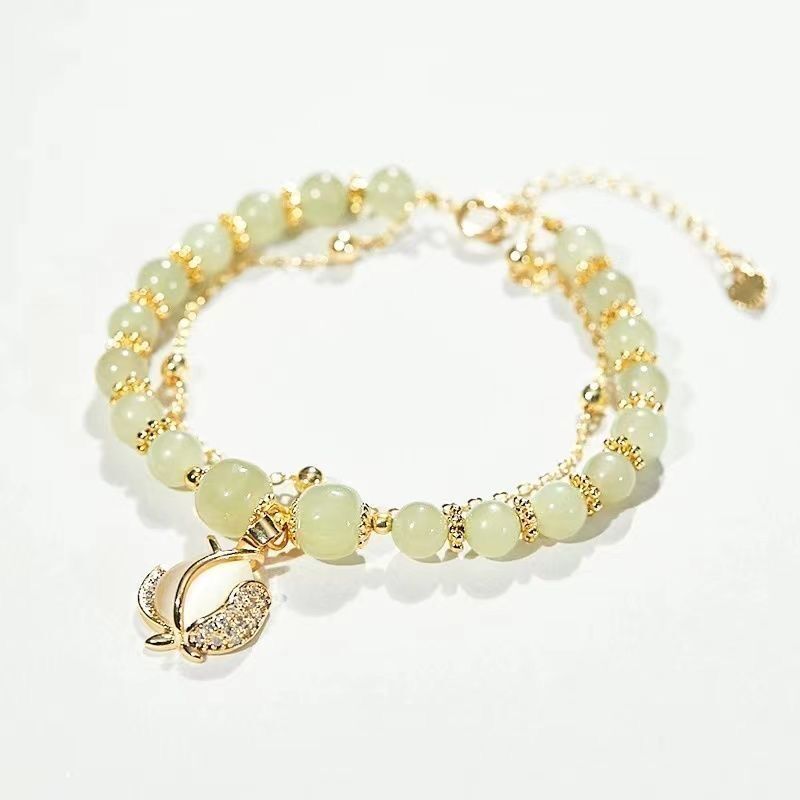 ✨Compra una y llévate otra gratis🔥Pulsera de jade hetiano con hoja de albaricoque en oro de 14 quilates (2025)