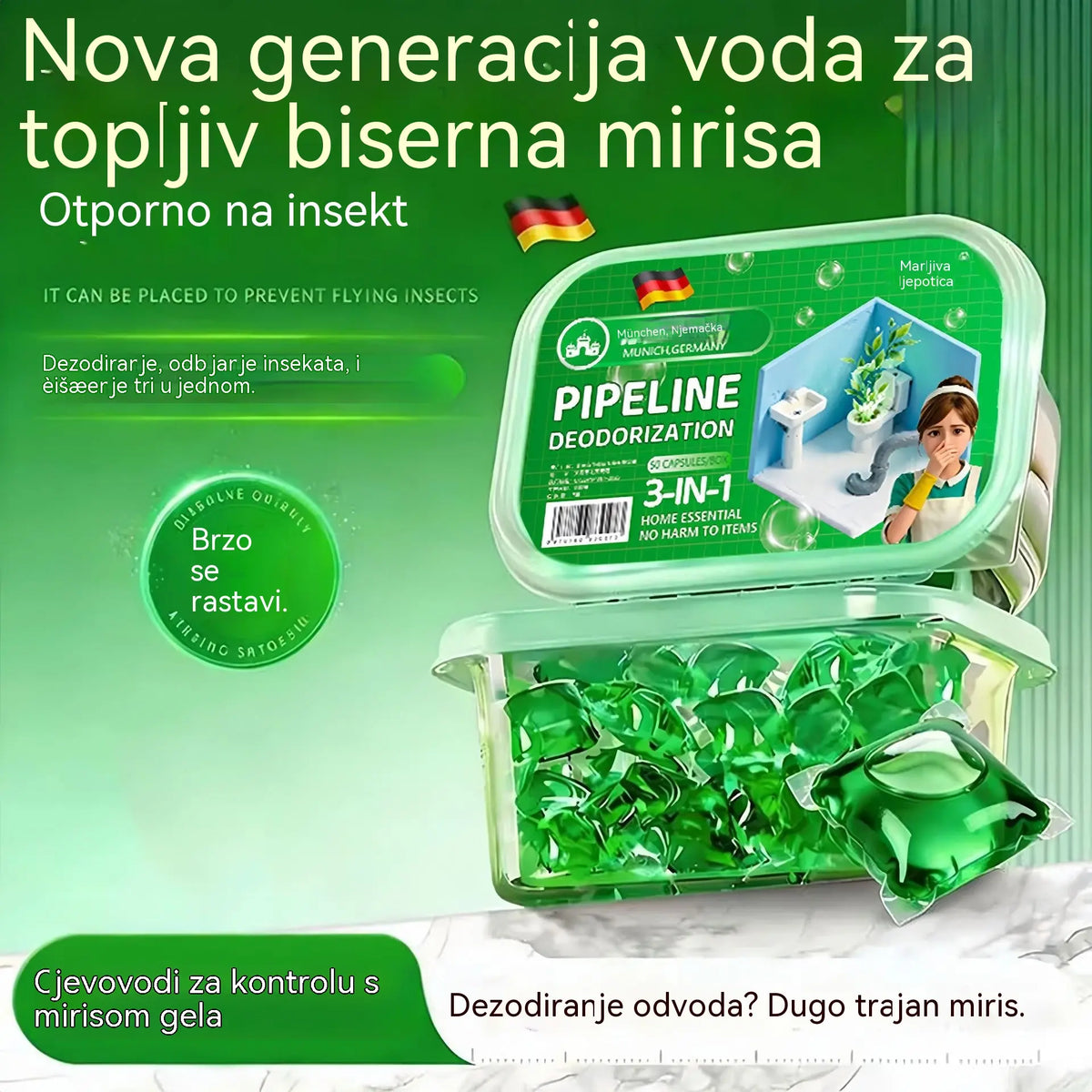3 pakiranja (150 tableta) za 25 € – 🔥🎉 Planule su! Kupilo ih je 30.000 ljudi 🎉. Bio-enzimske kapsule za uklanjanje neugodnih mirisa iz odvoda.