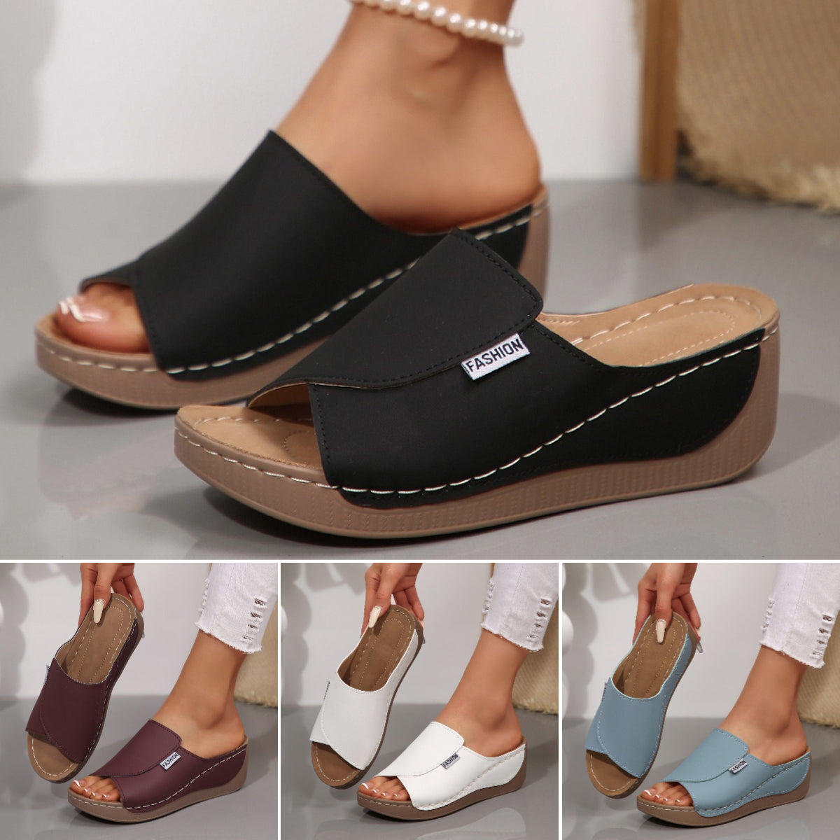 【Ponuda】 👡 【36-43】 2025. Nova europska i američka moda papuča na klin za plažu s ribljim ustima