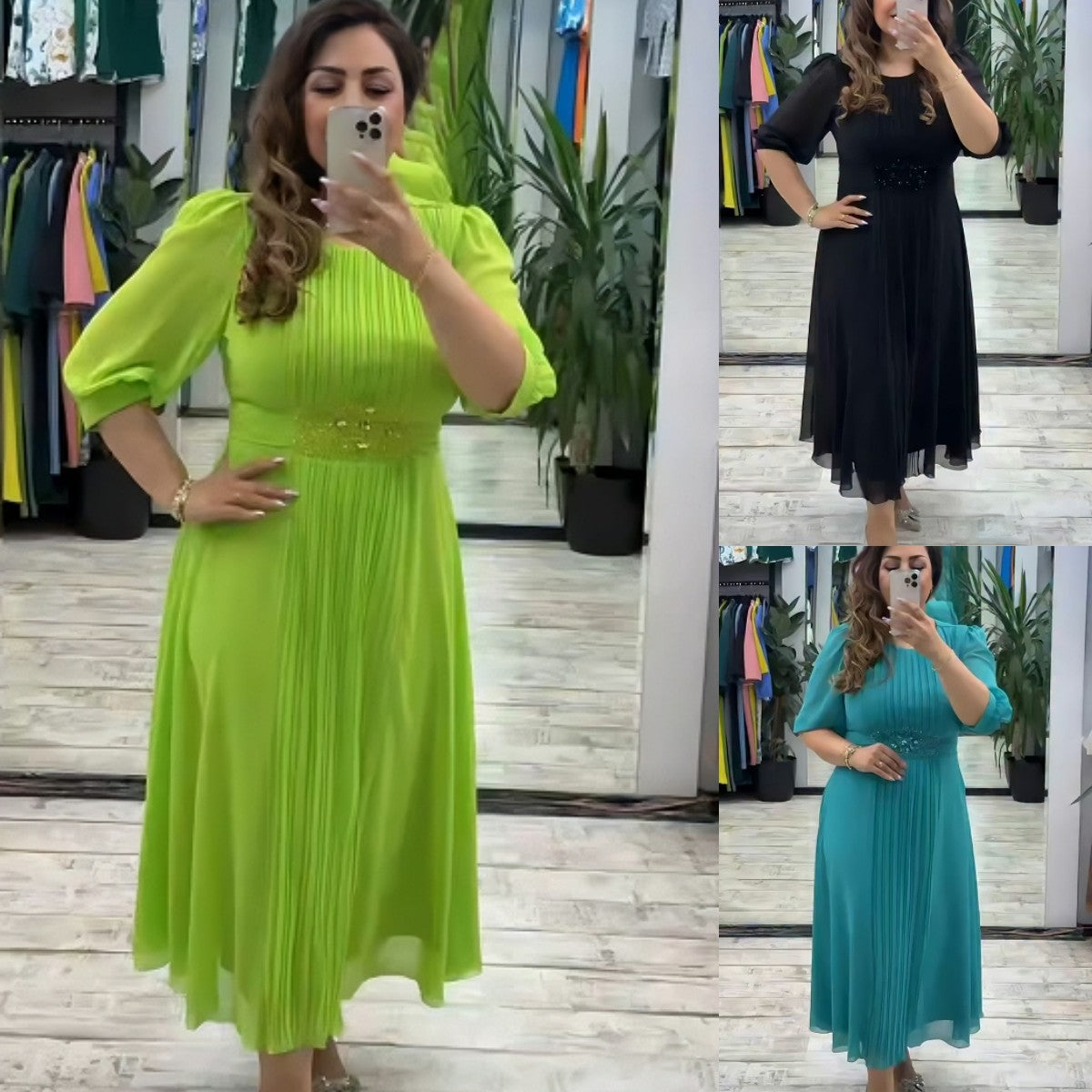 【🔥Producto estrella 🔥】👗【S-5XL】Vestido de gasa informal, elegante, clásico, sencillo y moderno para mujer.