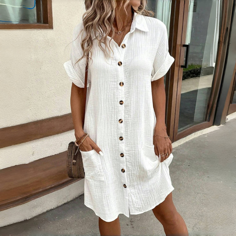 🎁 【50% zniżki przez ograniczony czas】 👗2025 bawełniana i lniana sukienka z krótkim rękawem, lekka i oddychająca