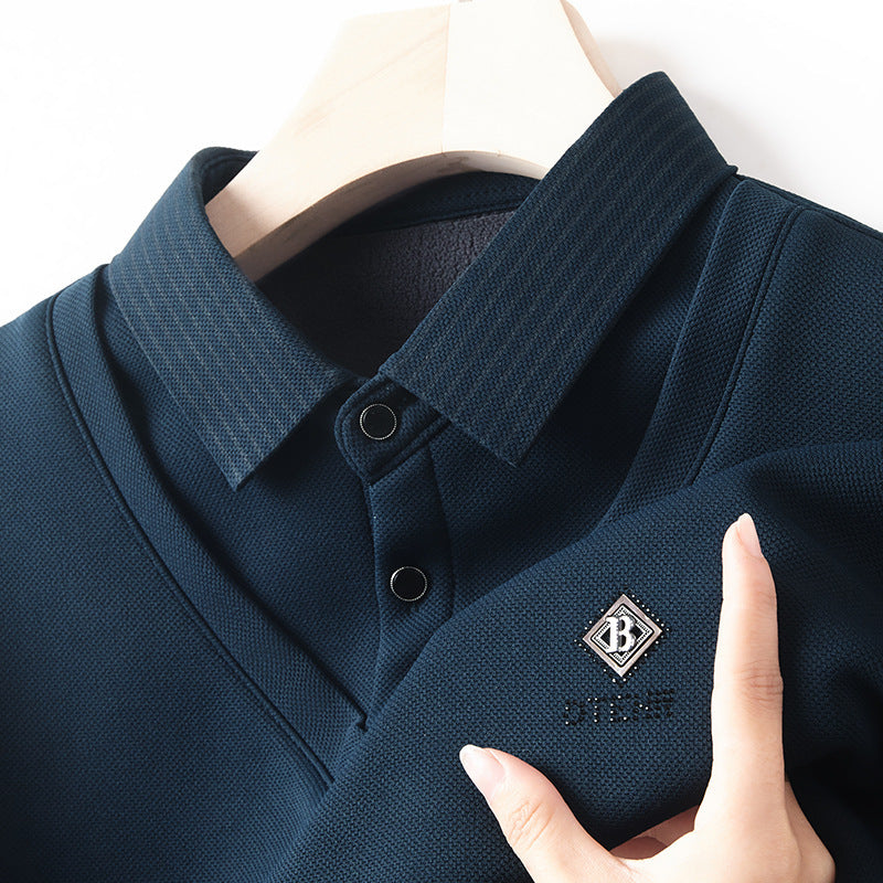 đ„Venta caliente đ„đ nuevo estilo suĂ©ter de punto para hombres de mediana edad camisa polo de moda con solapa superiorăM-4XLă