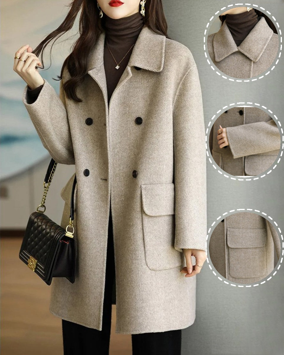 🌈⛄2025 primavera y otoño nuevo otoño e invierno abrigo de lana de longitud media de alta calidad color café, ✅Adecuado para usar en varias temporadas, ✅Delgado y elegante