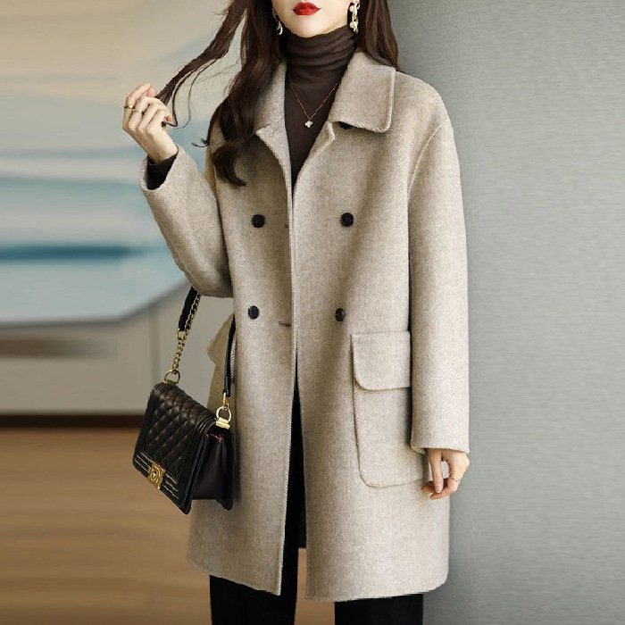 🌈⛄2025 primavera y otoño nuevo otoño e invierno abrigo de lana de longitud media de alta calidad color café, ✅Adecuado para usar en varias temporadas, ✅Delgado y elegante