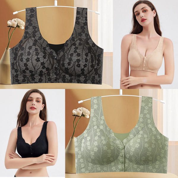 😍Proljetna rasprodaja - 49% popusta😍💥【2 komada】Ženski bežični grudnjak s prednjim gumbima, Traceless Ice Silk