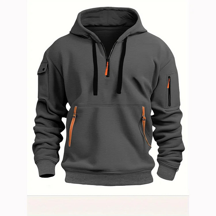 💥【S-5XL】Мъжки есенно-зимен ежедневен спортен суитшърт с качулка и цип с множество джобове💥Високо качество 💥Топлина