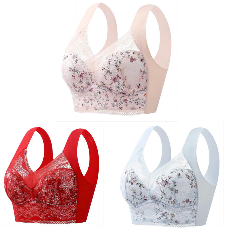 【Producto estrella】【Pack de 3】💕【40 kg-100 kg】Sujetadores de verano para mujer sin costuras, de talla grande, en seda fría. Transpirables y cómodos.