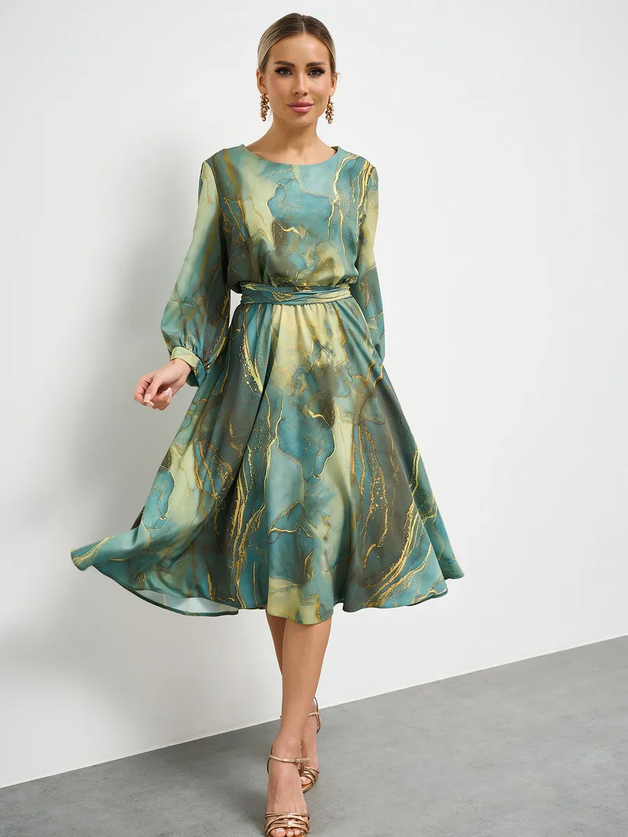 👗【Proljetna vila】elegantna zelena haljina s dugim rukavima i suknjom🌸💃