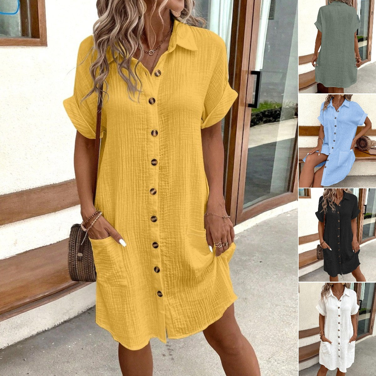 🎁 【50% zniżki przez ograniczony czas】 👗2025 bawełniana i lniana sukienka z krótkim rękawem, lekka i oddychająca