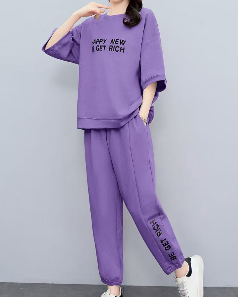 🌹【M-4XL】【Tops + Pantalones】Traje deportivo casual de manga corta para mujer