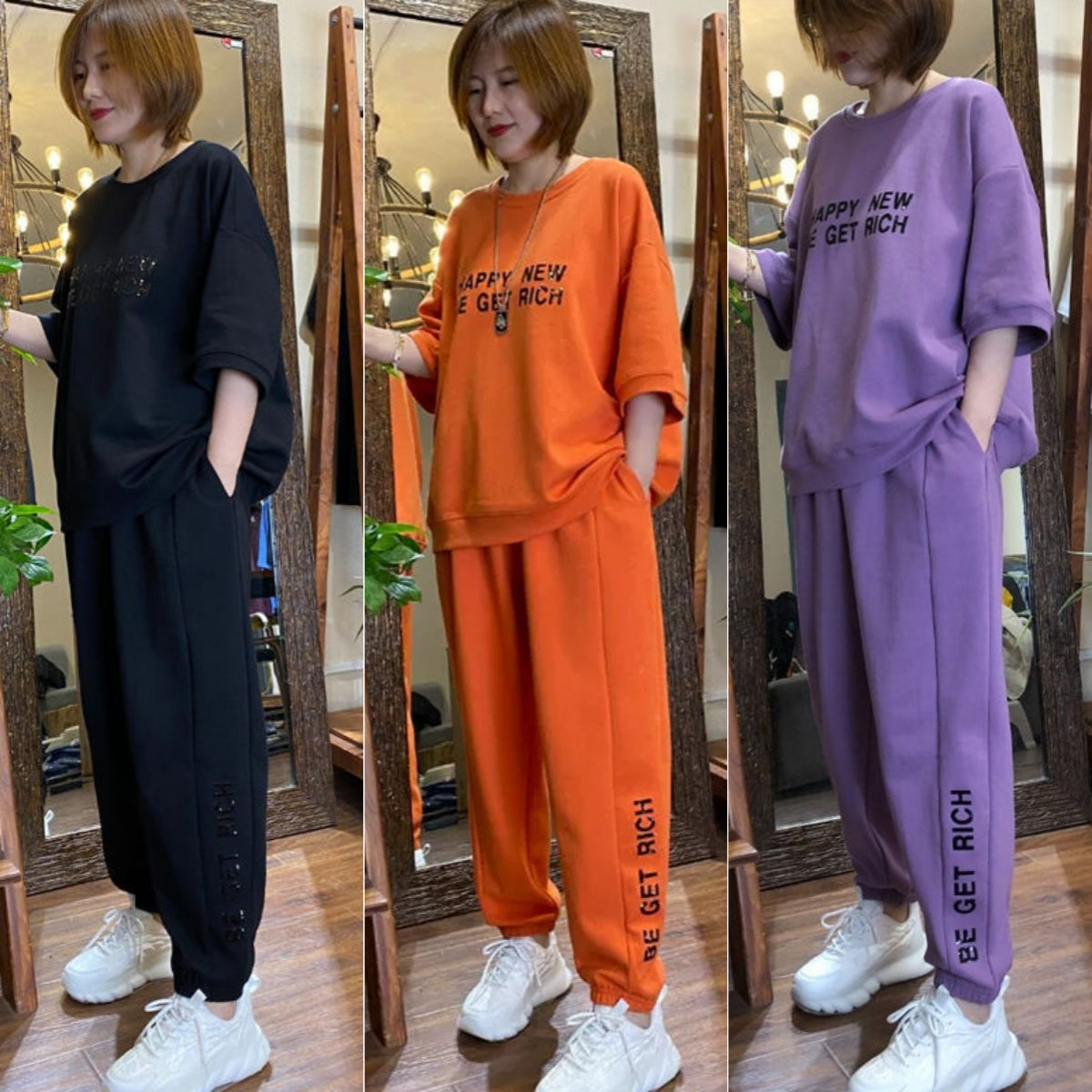 🌹【M-4XL】【Tops + Pantalones】Traje deportivo casual de manga corta para mujer