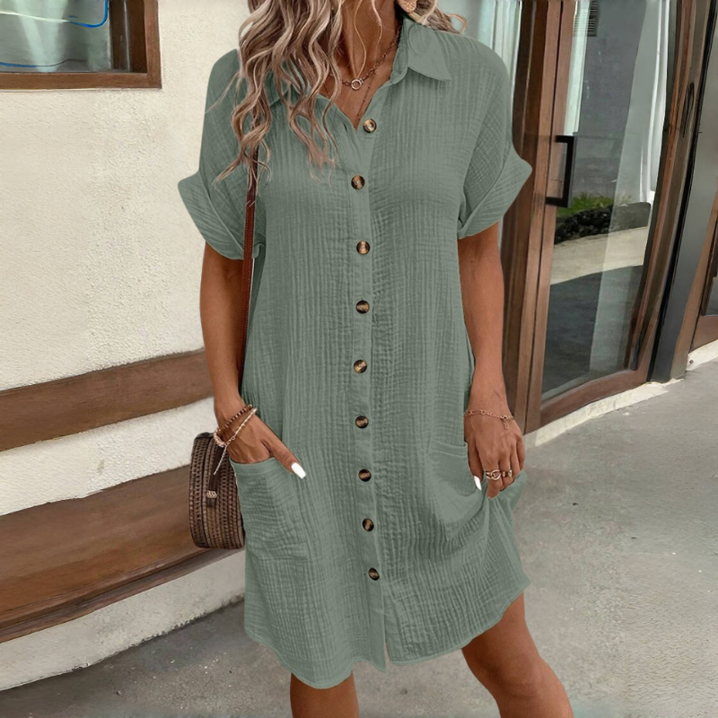 🎁 【50% zniżki przez ograniczony czas】 👗2025 bawełniana i lniana sukienka z krótkim rękawem, lekka i oddychająca