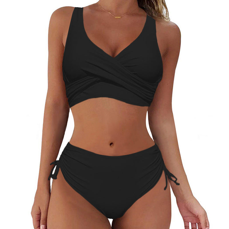 【50% popusta】🌴👙【S-3XL】Ljeto 2025., ženski jednostavni, jednobojni, udobni prozračni kupaći kostim za bikini koji se brzo suši.