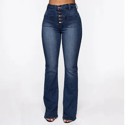 🤍【50% popusta】💙【S-4XL】👖 Ženske, elegantne traperice visokog struka, zvonastih rukava, elegantne i vitke, s oblinama koje će pokazati obline vašeg tijela
