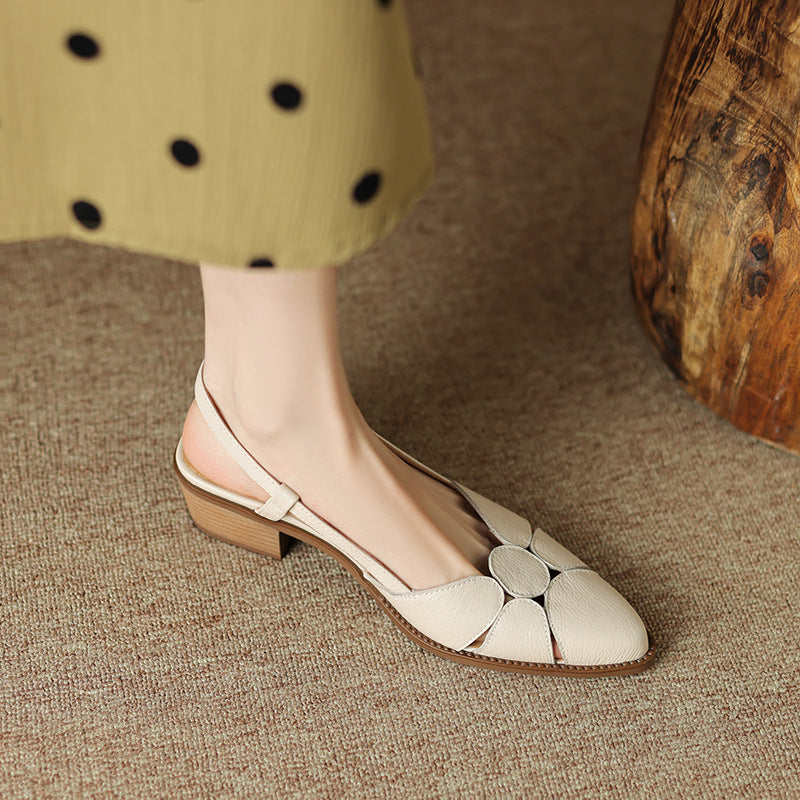 【35-40】💖2025 Modne i wszechstronne, ręcznie robione letnie rzymskie skórzane buty Baotou【50%OFF】
