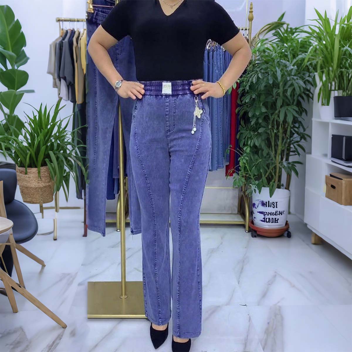👖【S-4XL】👖Proljeće i jesen 2025. Nove ženske rastezljive traperice visokog struka, lepršave traperice velikih veličina, visokog struka i tanke, moderne i ležerne