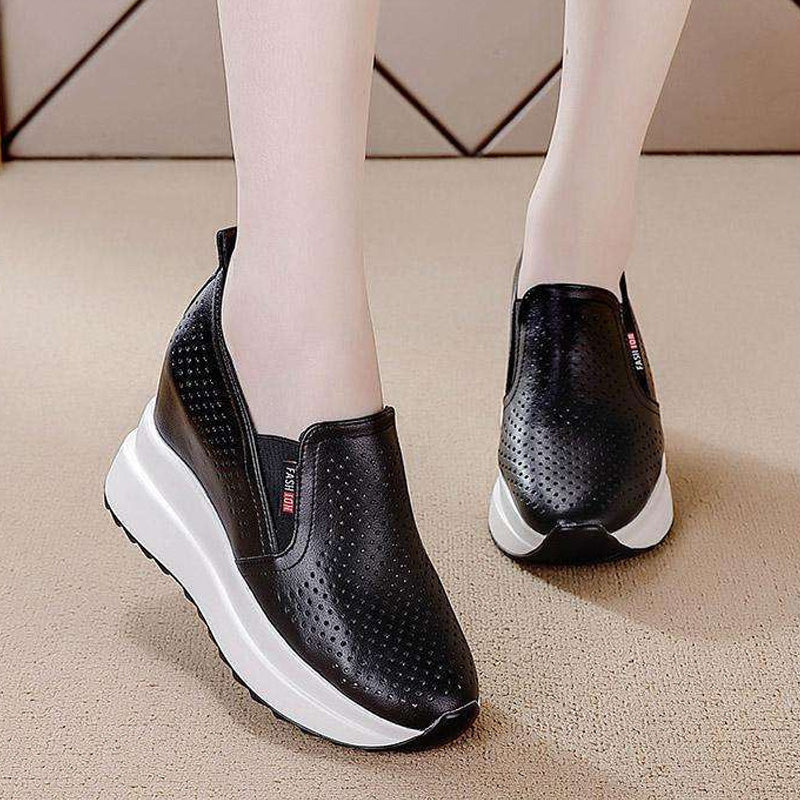 đă35-40ăDamskie biaĆe sneakersy na koturnie podwyĆŒszajÄ
ce wzrost 2025
