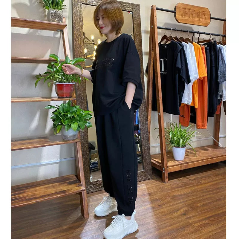 🌹【M-4XL】【Tops + Pantalones】Traje deportivo casual de manga corta para mujer